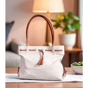 Dooney & Bourke Cream and Tan Quilted Tote
